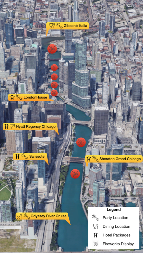 New Years Eve Blast Fireworks Map Chicago 2019