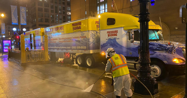 CLA’s power washing vendor to disinfect State Street